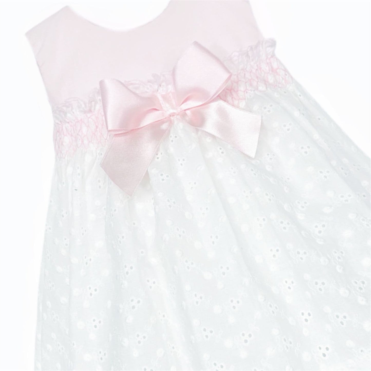 *SALE* Baby Girl White Embroidery Smock Dress with Pants "MYD25055"