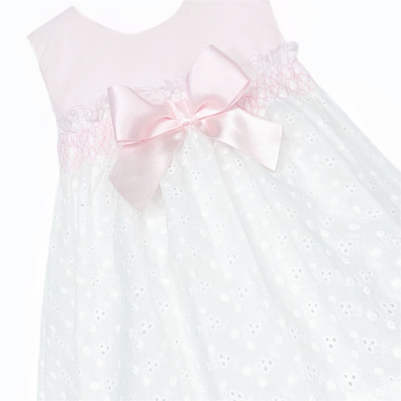 *SALE* Baby Girl White Embroidery Smock Dress with Pants "MYD25055"