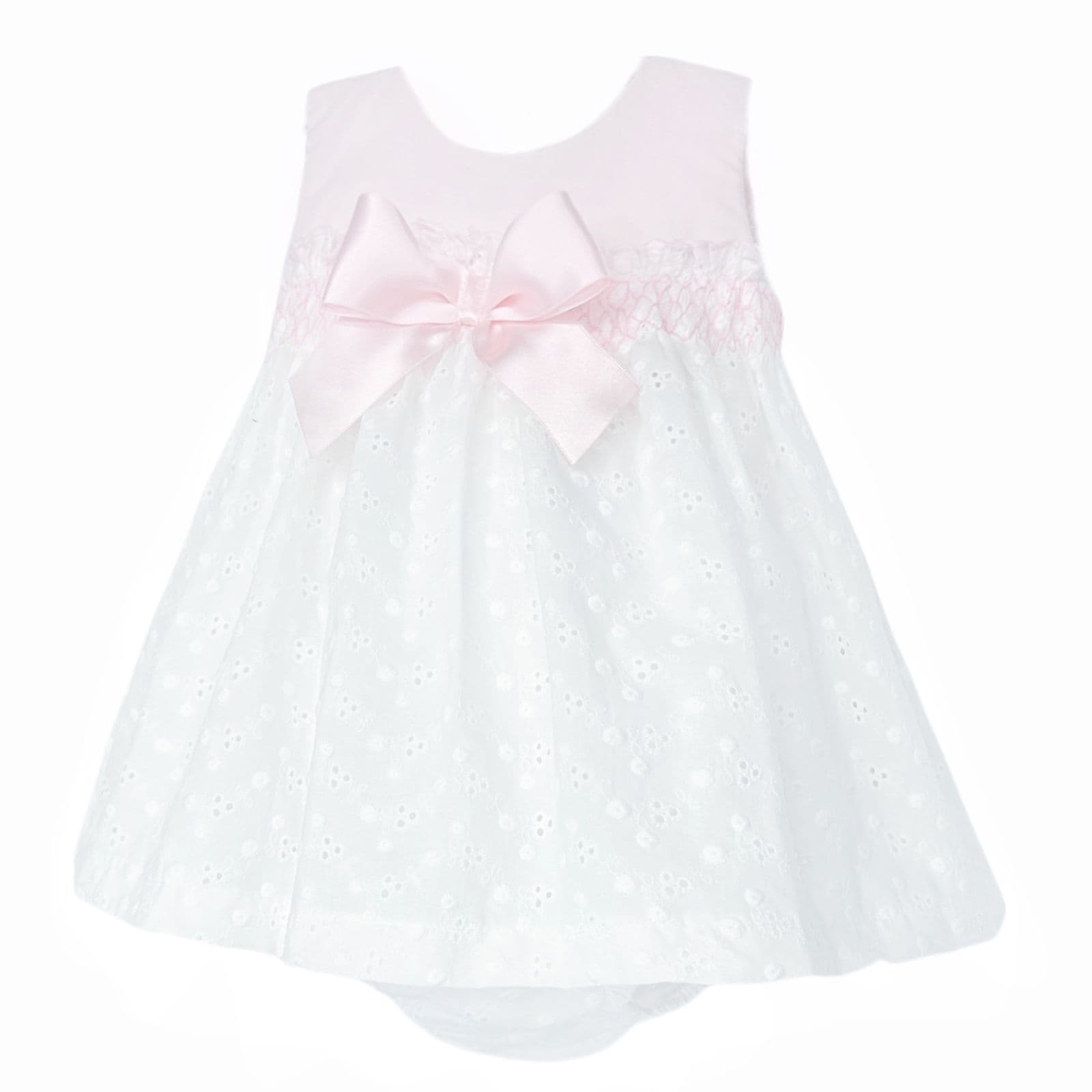 *SALE* Baby Girl White Embroidery Smock Dress with Pants "MYD25055"