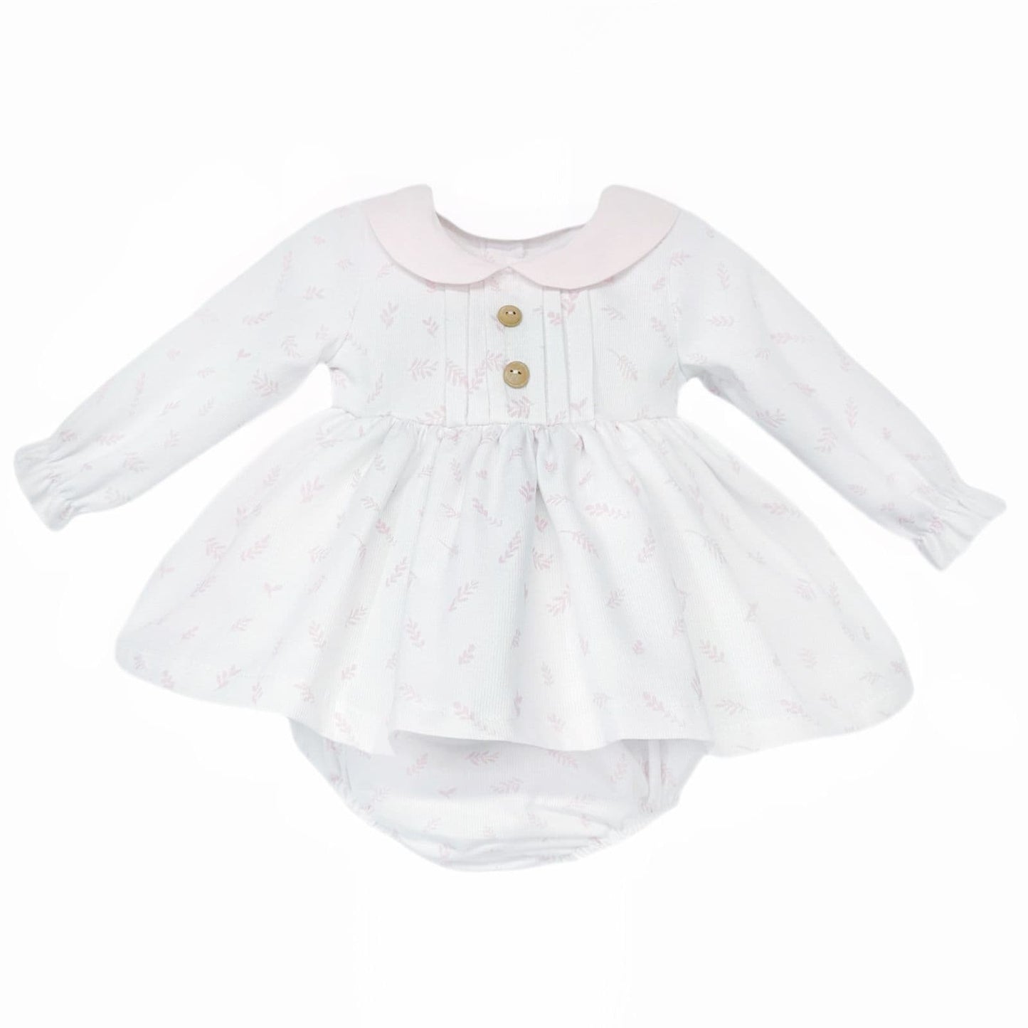 *SALE* Baby Girl White Pink Floral Puff Dress with Pants "MYD25207"