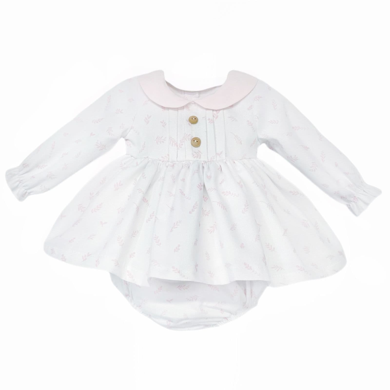 *SALE* Baby Girl White Pink Floral Puff Dress with Pants "MYD25207"