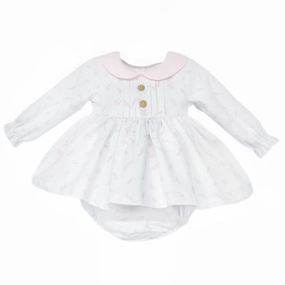*SALE* Baby Girl White Pink Floral Puff Dress with Pants "MYD25207"
