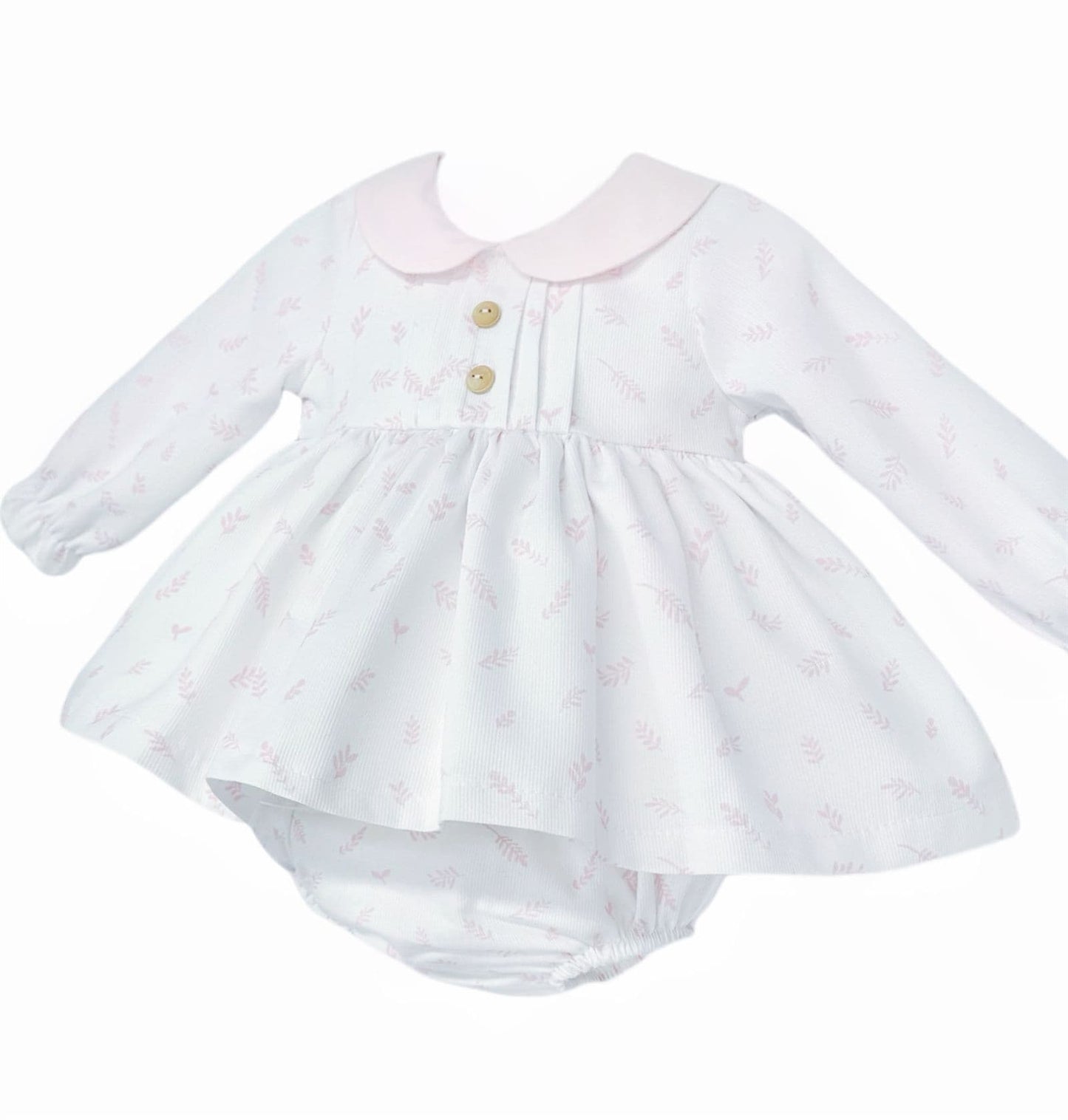 *SALE* Baby Girl White Pink Floral Puff Dress with Pants "MYD25207"