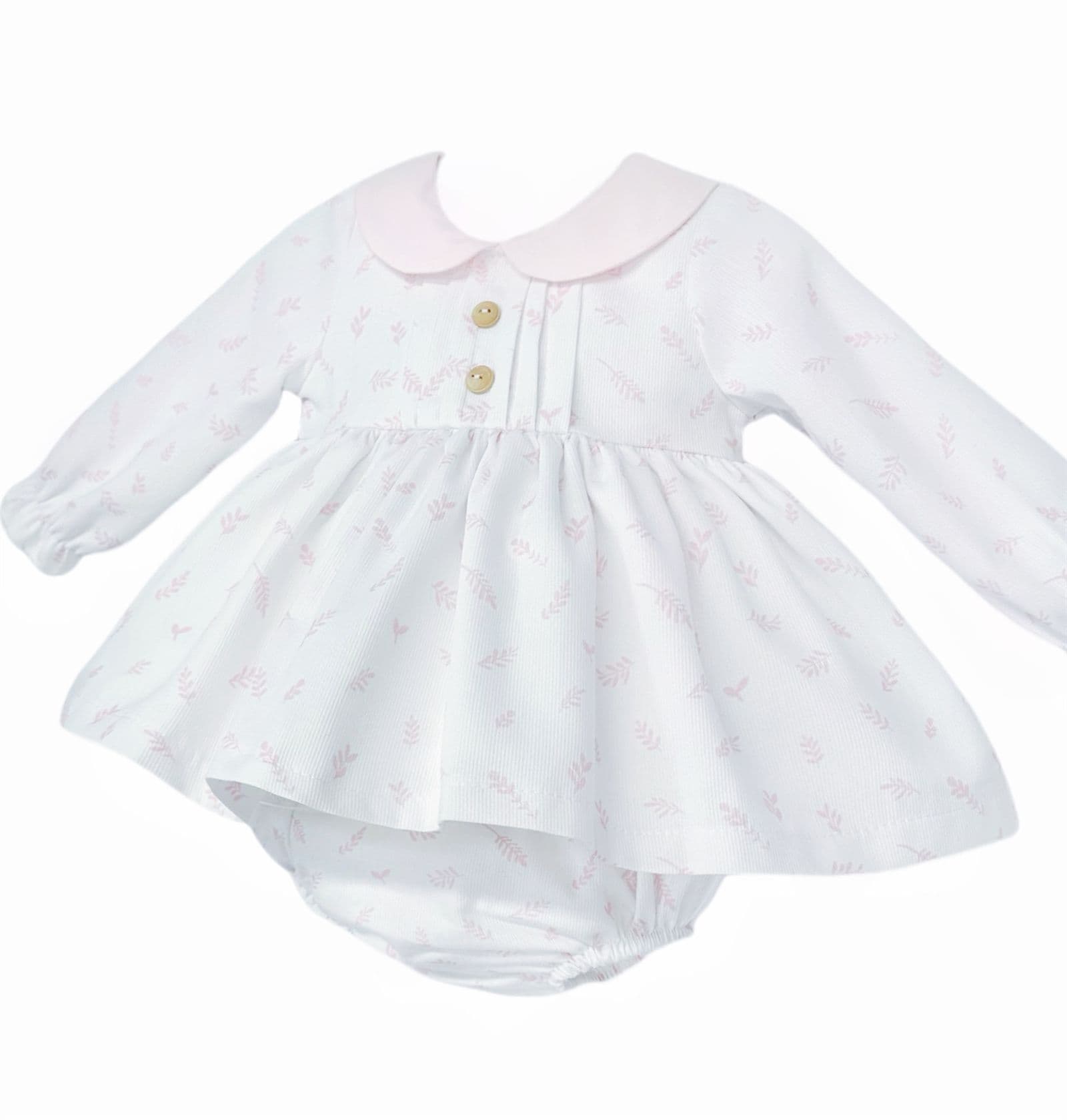 *SALE* Baby Girl White Pink Floral Puff Dress with Pants "MYD25207"
