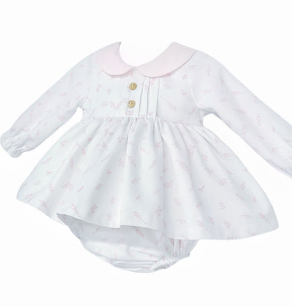 *SALE* Baby Girl White Pink Floral Puff Dress with Pants "MYD25207"