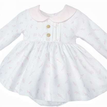 *SALE* Baby Girl White Pink Floral Puff Dress with Pants "MYD25207"