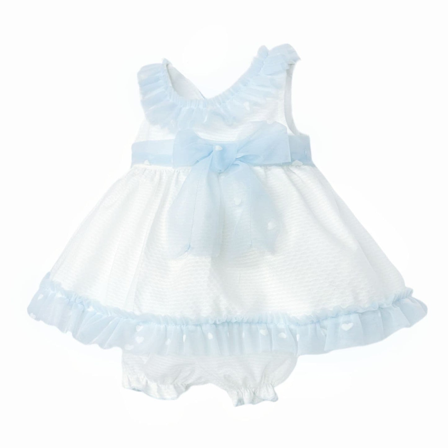 *SALE* Baby Girl White Waffle Tulle Frilly Dress with Knickers "2511 Blue"