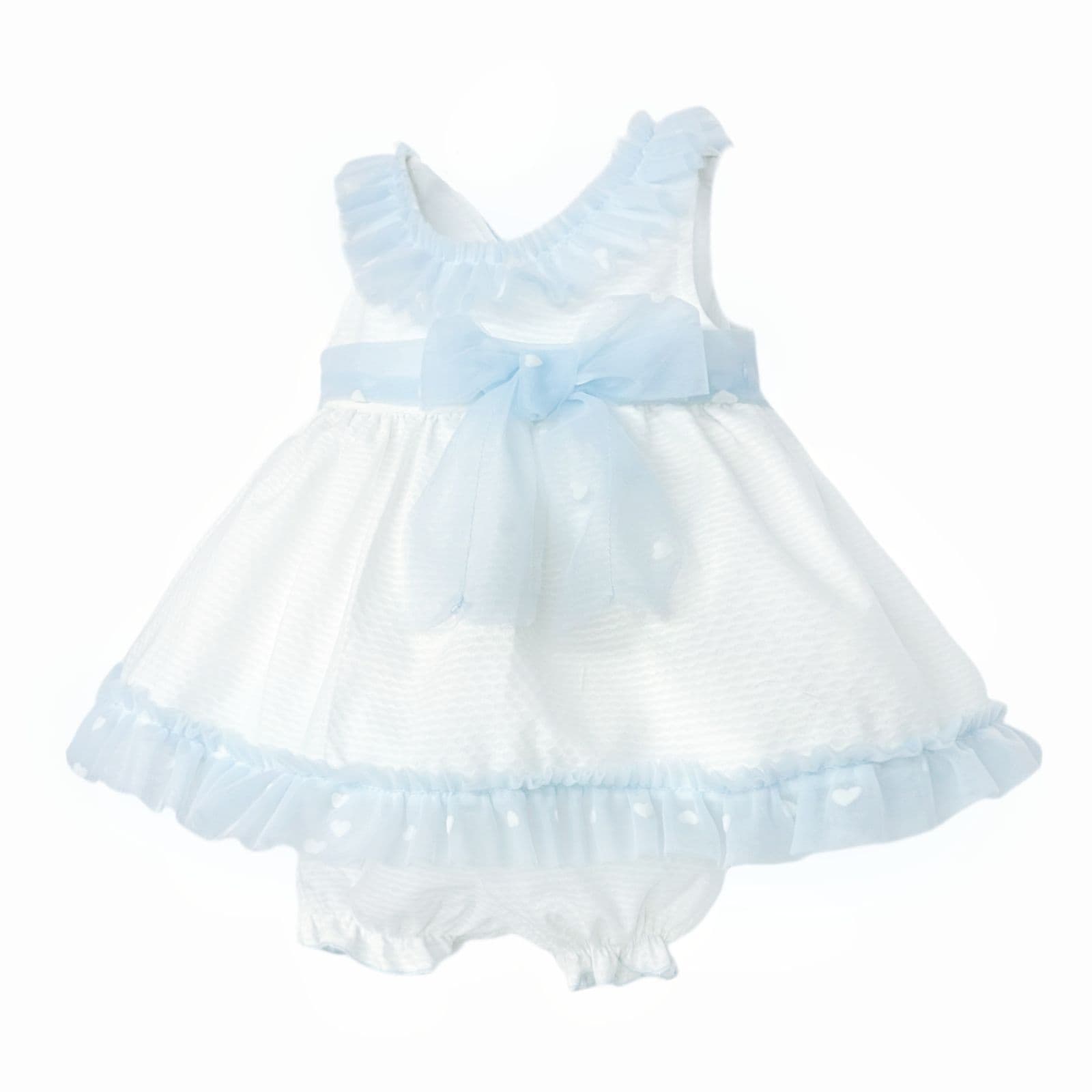 *SALE* Baby Girl White Waffle Tulle Frilly Dress with Knickers "2511 Blue"