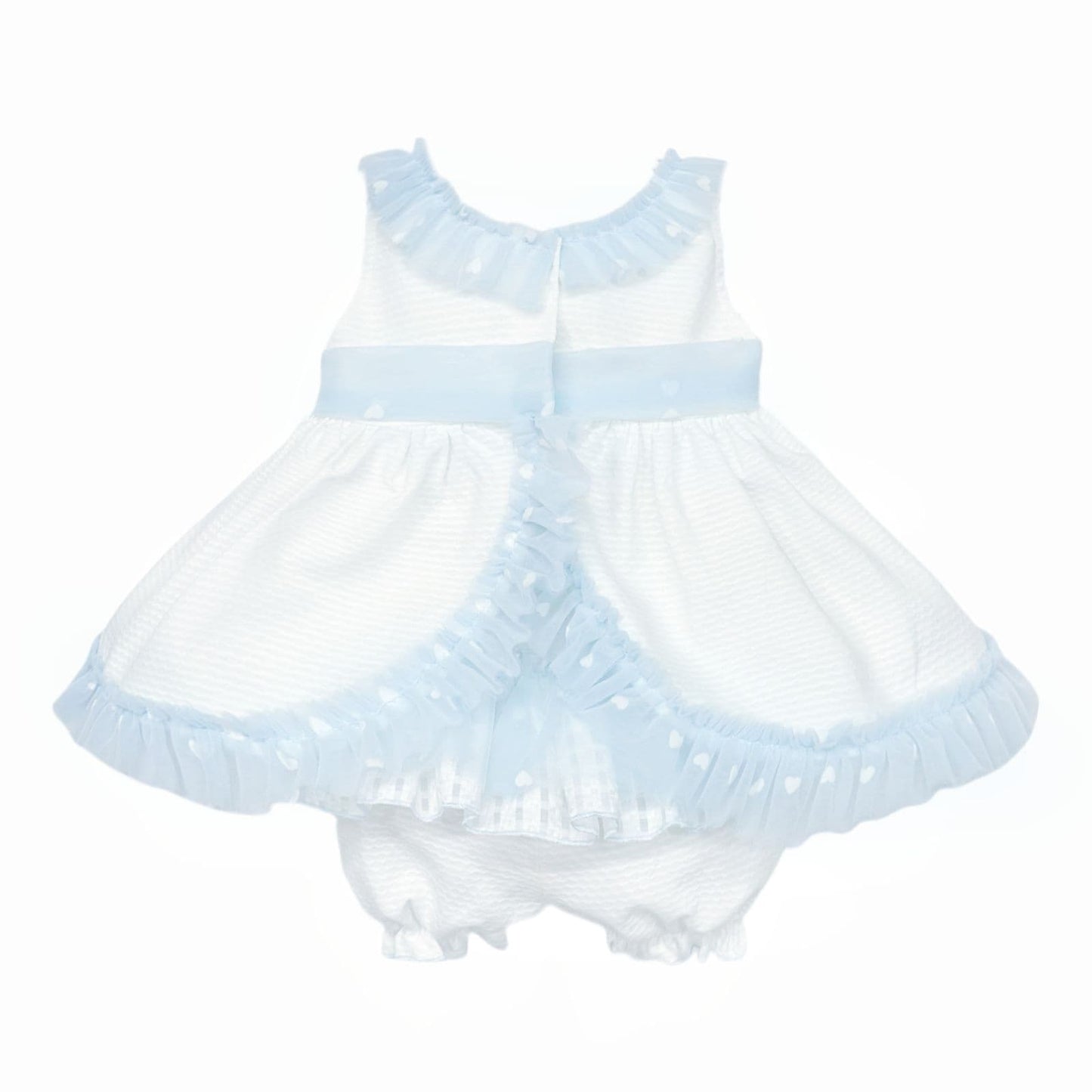 *SALE* Baby Girl White Waffle Tulle Frilly Dress with Knickers "2511 Blue"