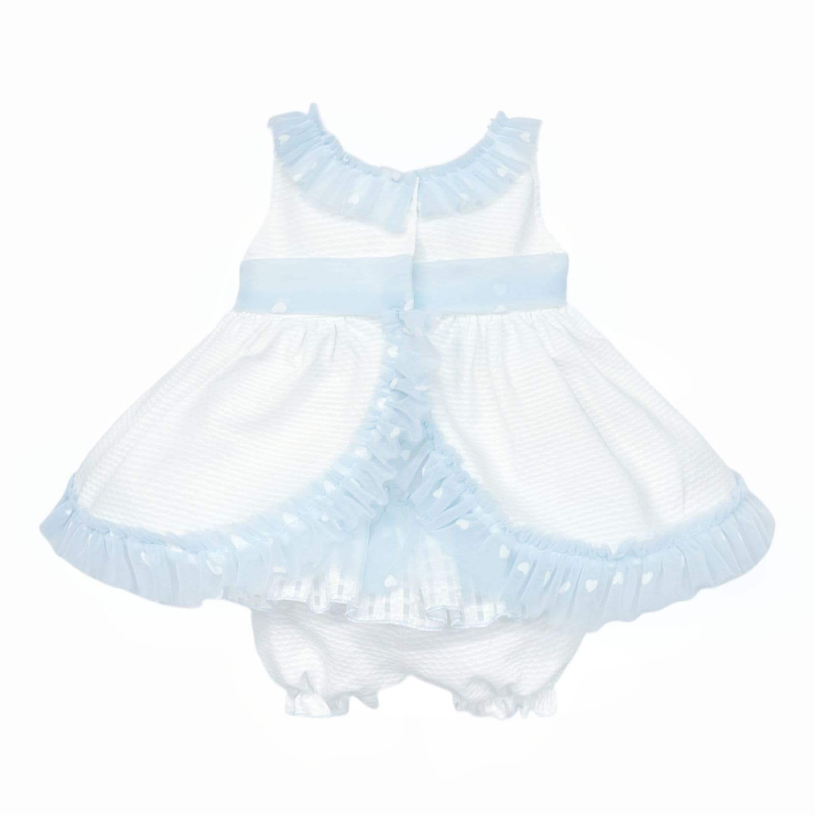 *SALE* Baby Girl White Waffle Tulle Frilly Dress with Knickers "2511 Blue"