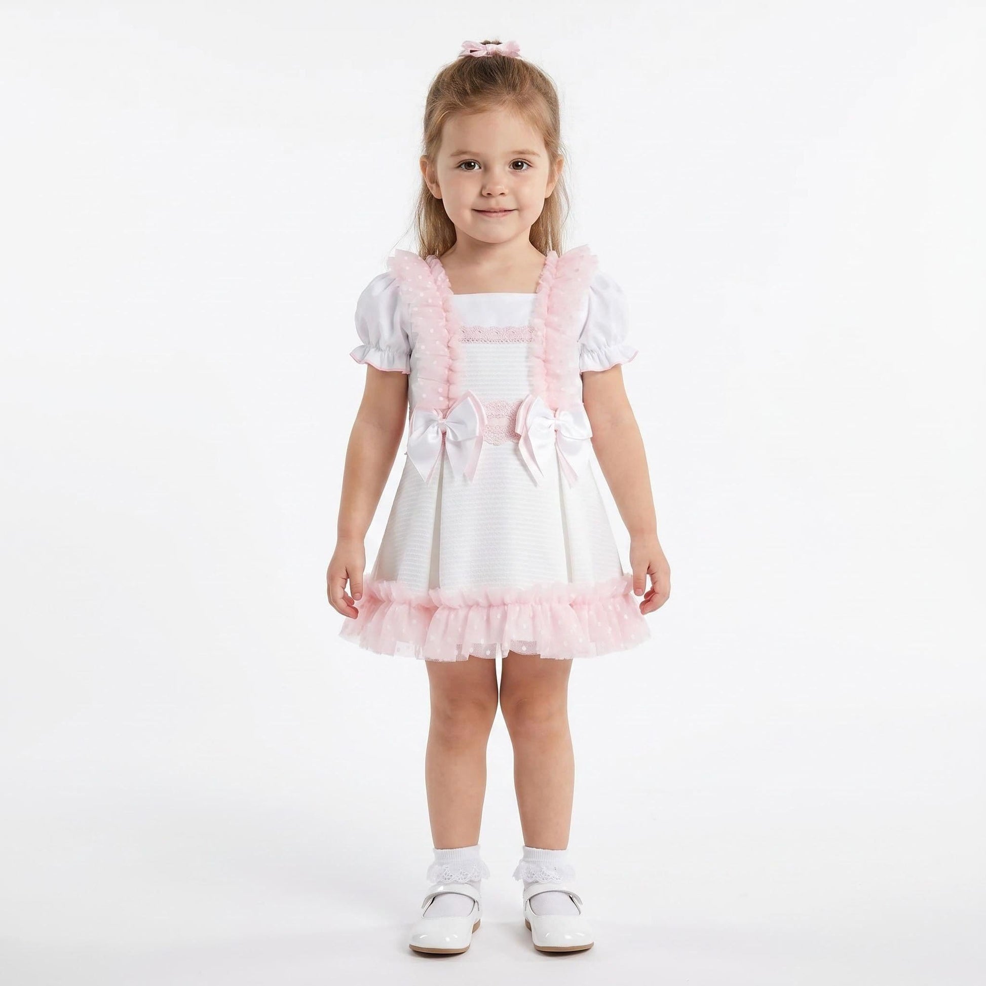 *SALE* Baby Girl White Waffle Tulle Pinafore with Shirt "2509"