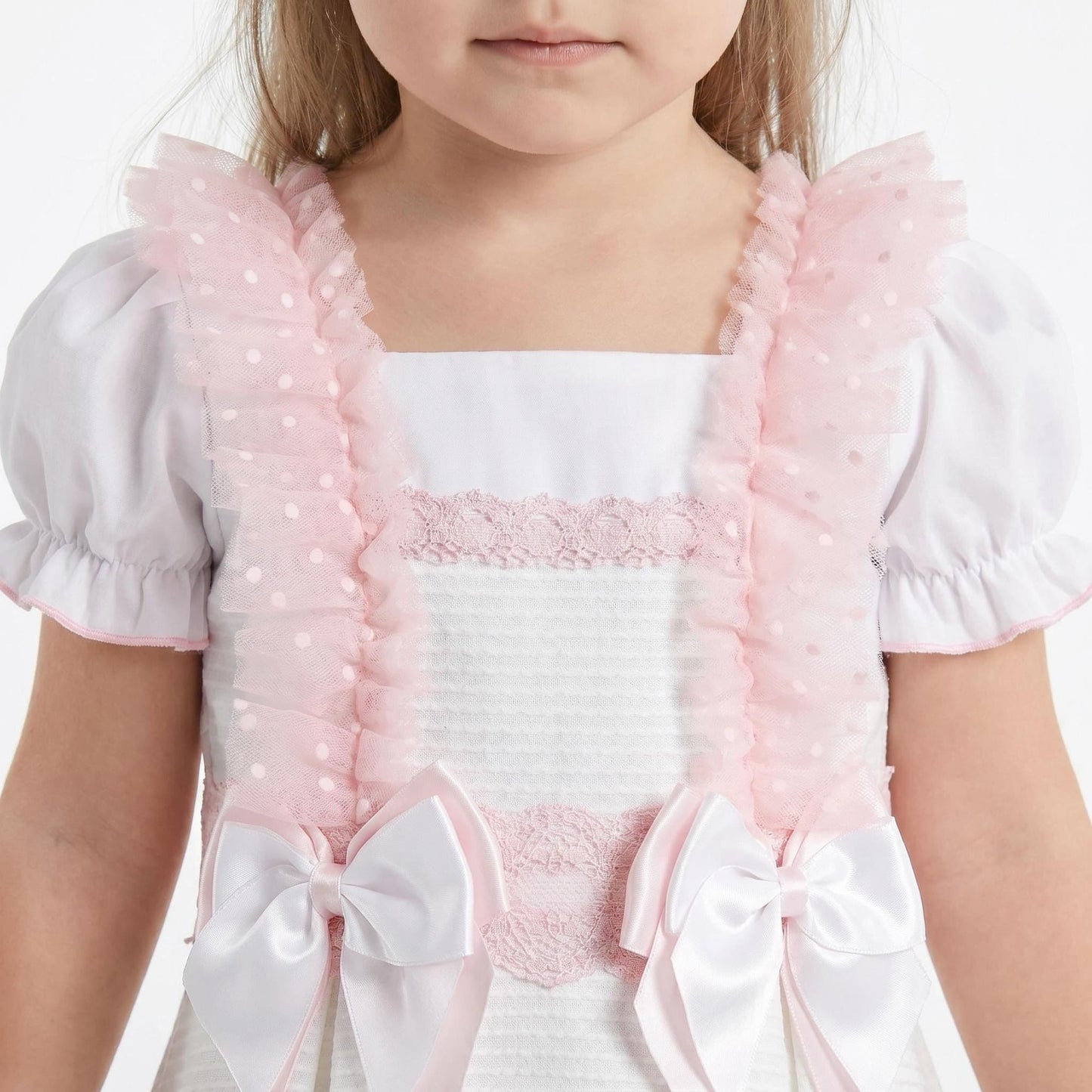*SALE* Baby Girl White Waffle Tulle Pinafore with Shirt "2509"