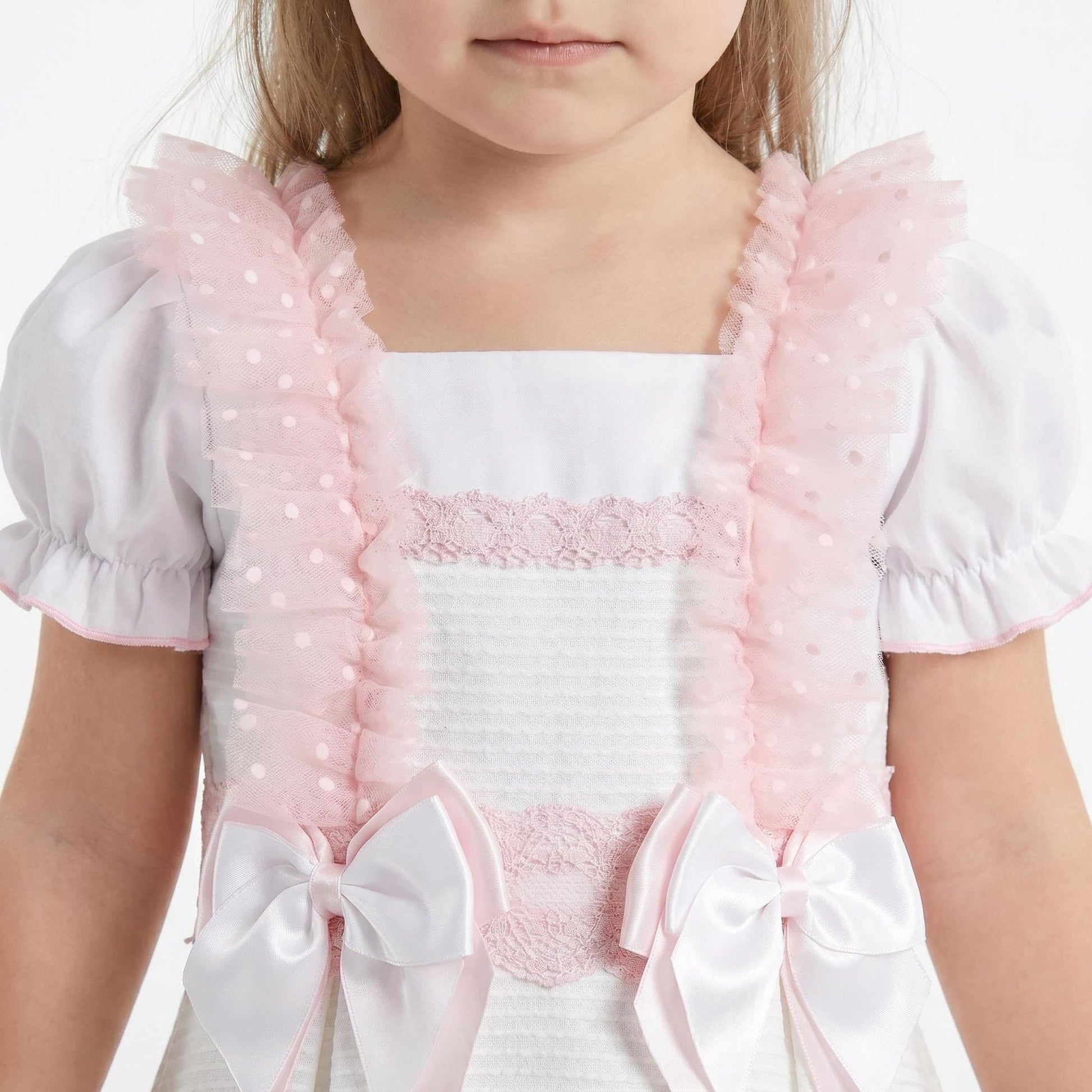 *SALE* Baby Girl White Waffle Tulle Pinafore with Shirt "2509"