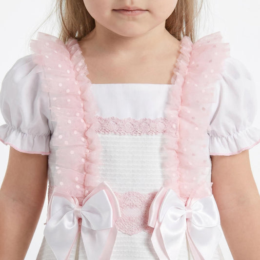 *SALE* Baby Girl White Waffle Tulle Pinafore with Shirt "2509"