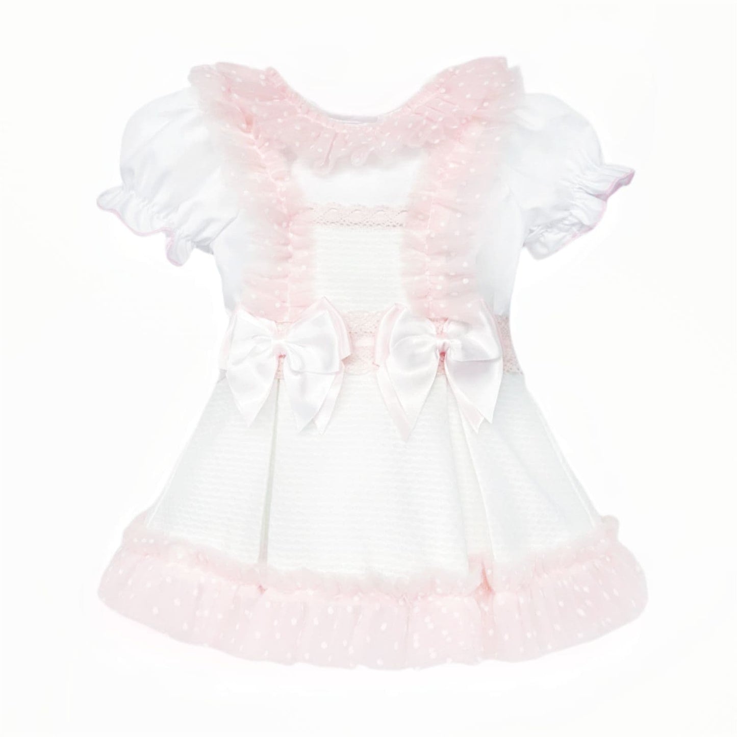 *SALE* Baby Girl White Waffle Tulle Pinafore with Shirt "2509"