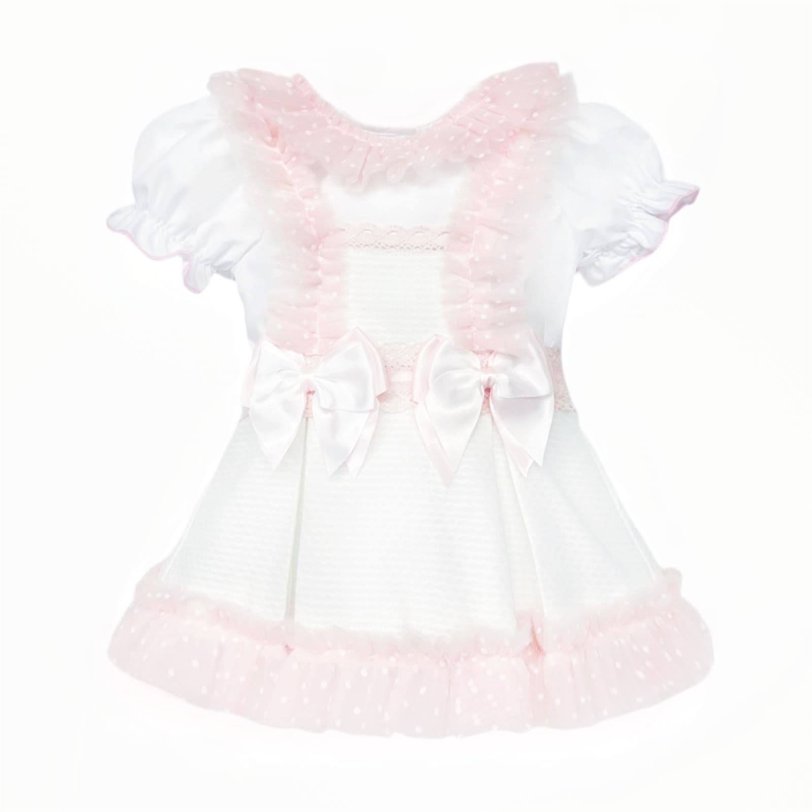 *SALE* Baby Girl White Waffle Tulle Pinafore with Shirt "2509"