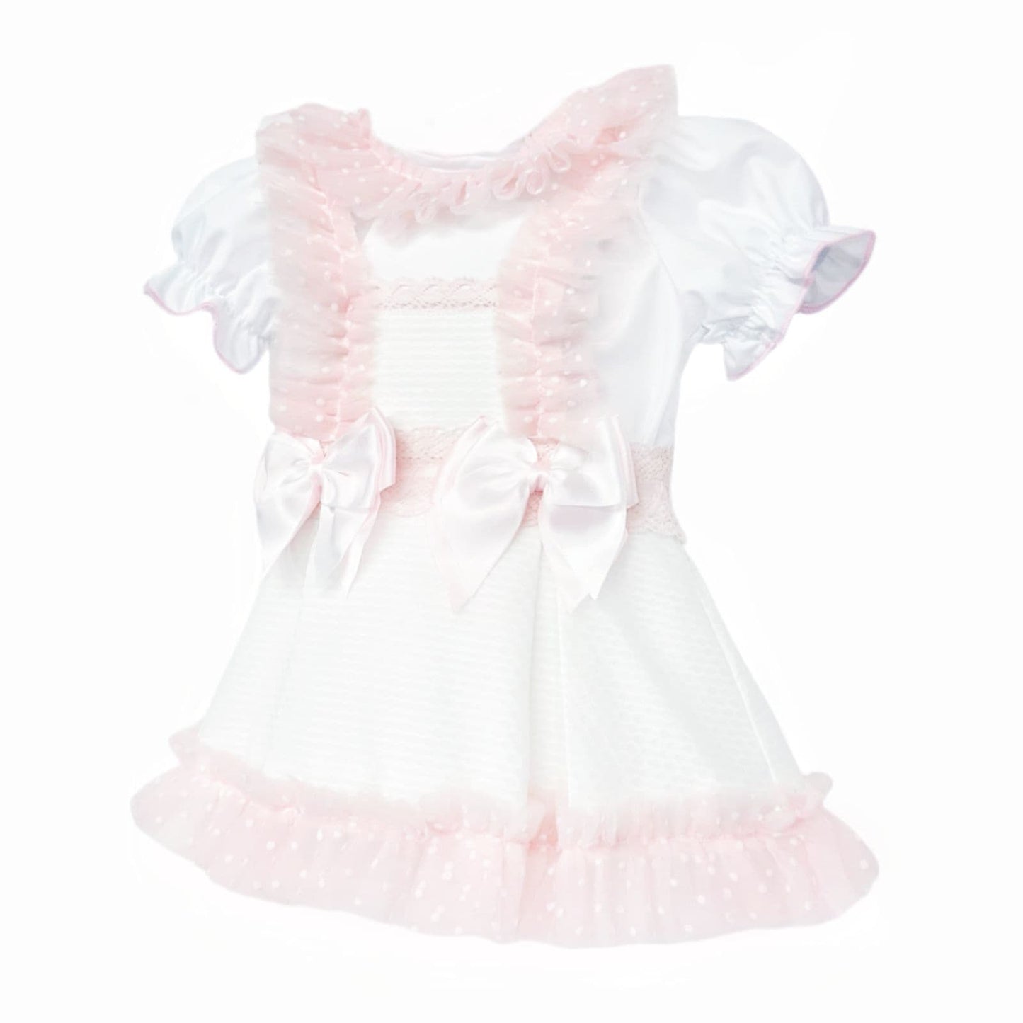 *SALE* Baby Girl White Waffle Tulle Pinafore with Shirt "2509"