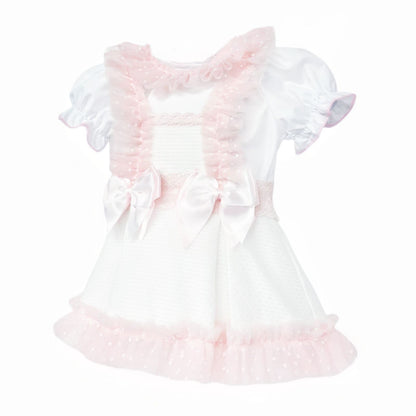 *SALE* Baby Girl White Waffle Tulle Pinafore with Shirt "2509"