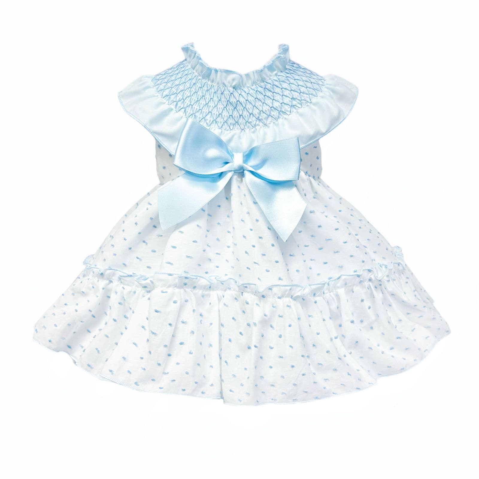 *SALE* Baby Girl White with Blue Plumetis Dress with Pants "MYD2436B"
