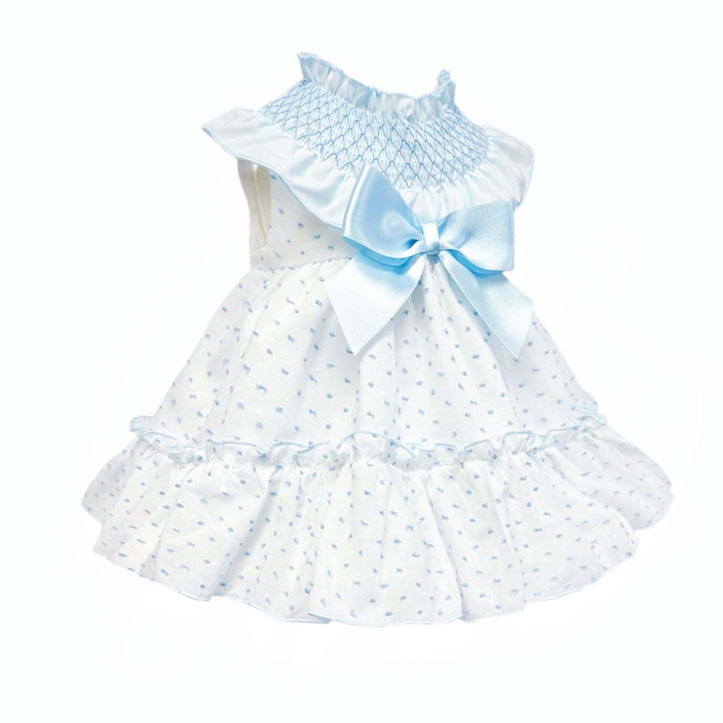 *SALE* Baby Girl White with Blue Plumetis Dress with Pants "MYD2436B"
