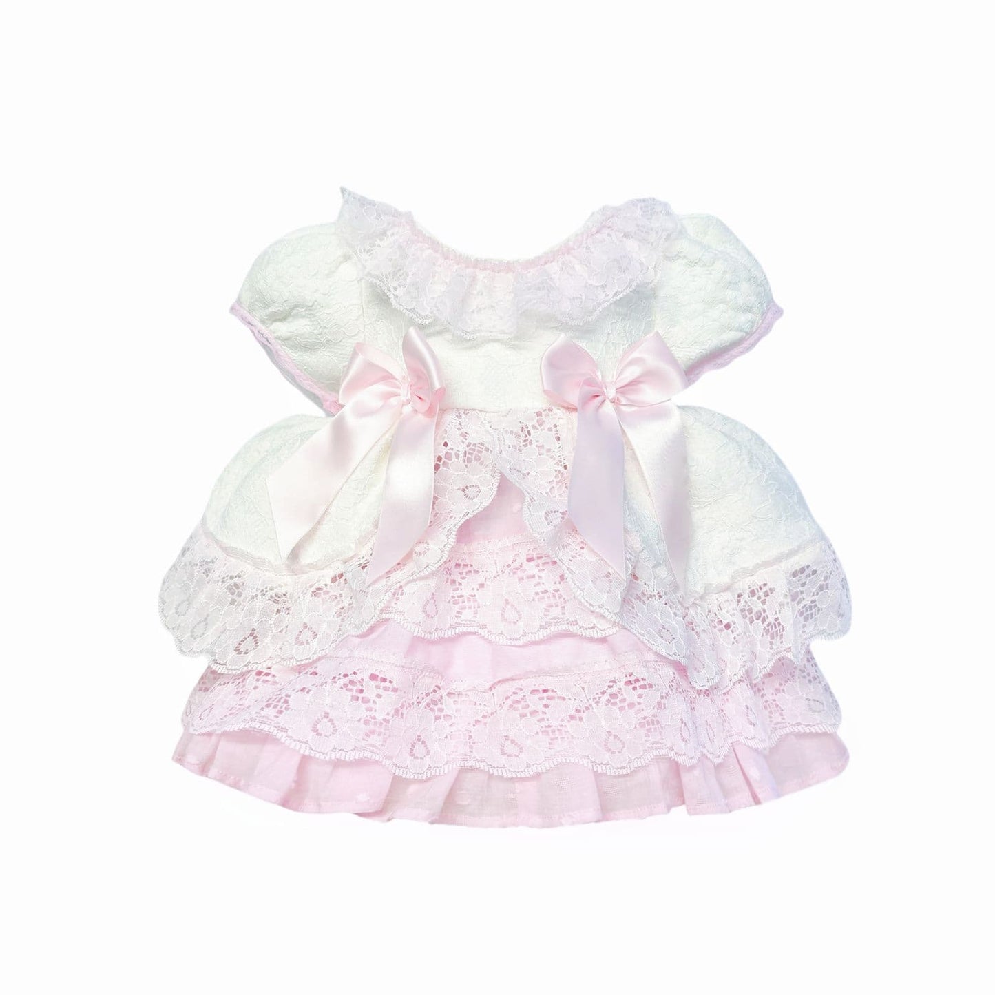 *SALE* Baby Girl White with Pink Lace Puff Ball Dress "2409 WP"