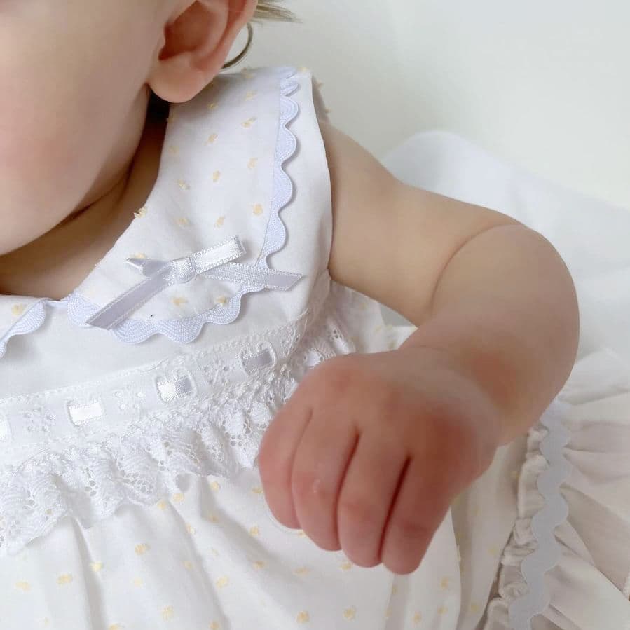 *SALE* Baby Girl White Yellow Plumetis Dress with Pants "MYD2434Y"