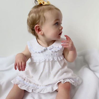 *SALE* Baby Girl White Yellow Plumetis Dress with Pants "MYD2434Y"