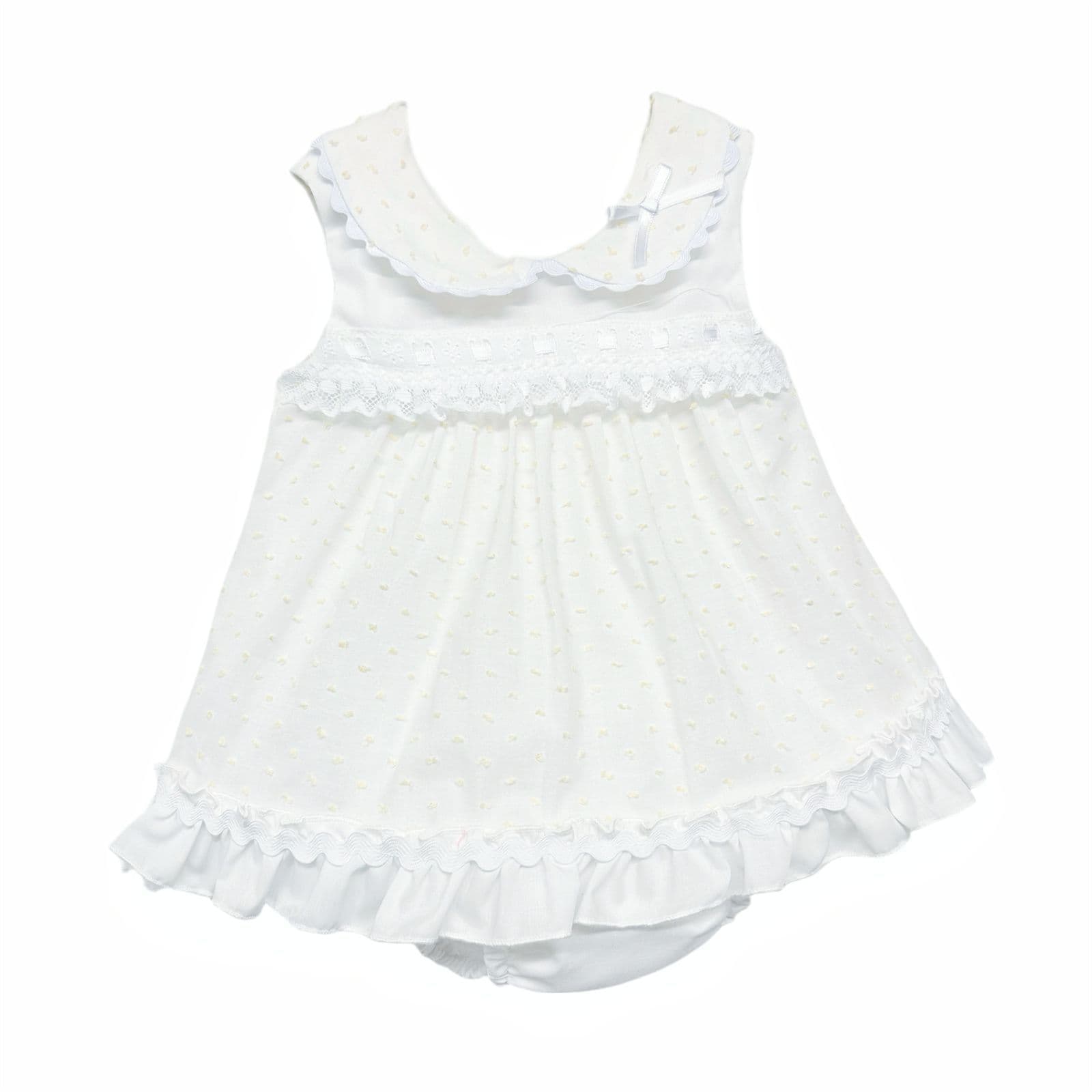 *SALE* Baby Girl White Yellow Plumetis Dress with Pants "MYD2434Y"