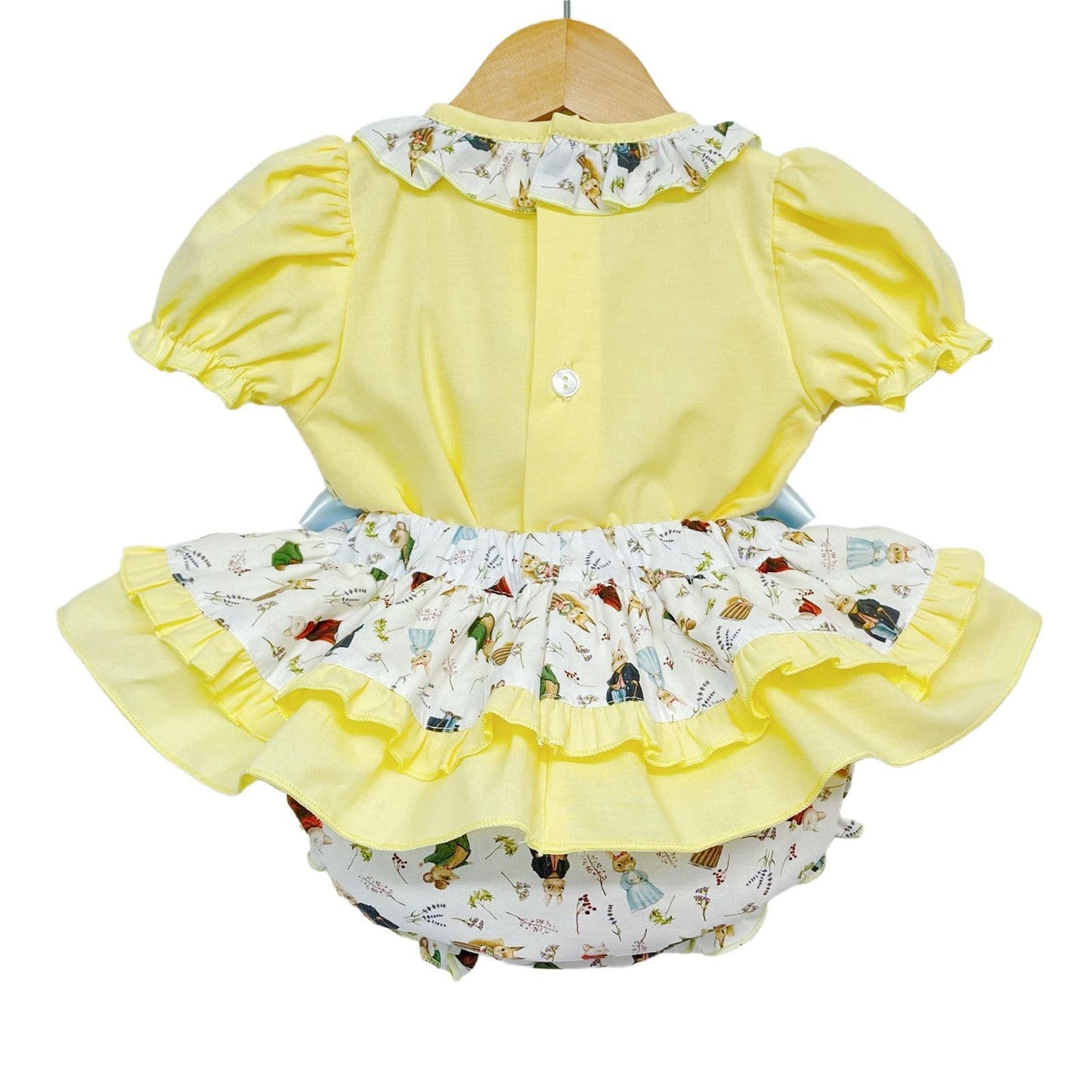 *SALE* Baby Girl Yellow Bunny Print Skirts with Smocked Shirt "MYD2230Y"