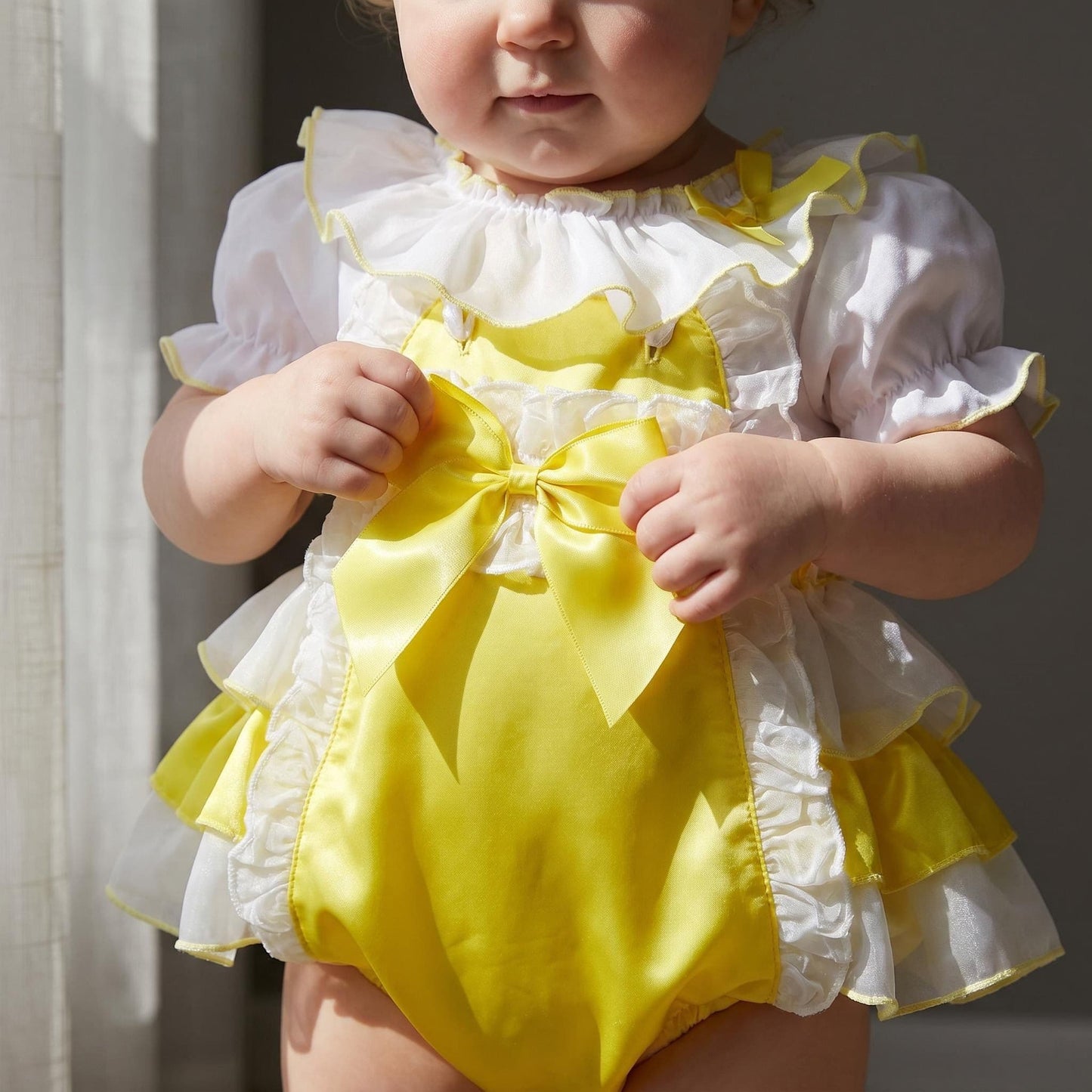 *SALE* Baby Girl Yellow Cotton Frilly Romper with Top "2406Y"