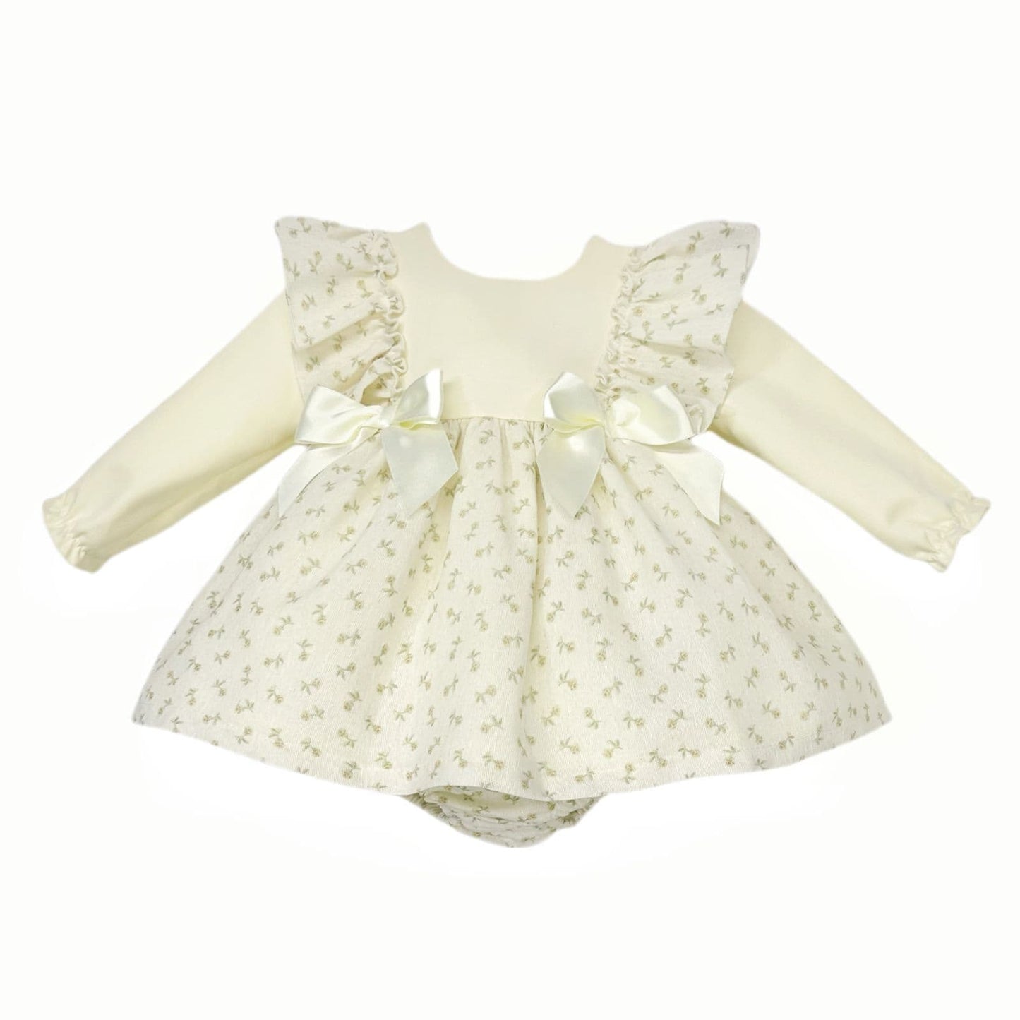 *SALE* Baby Girl Yellow Floral Frilly Shoulder Dress with Pants "MYD25218"