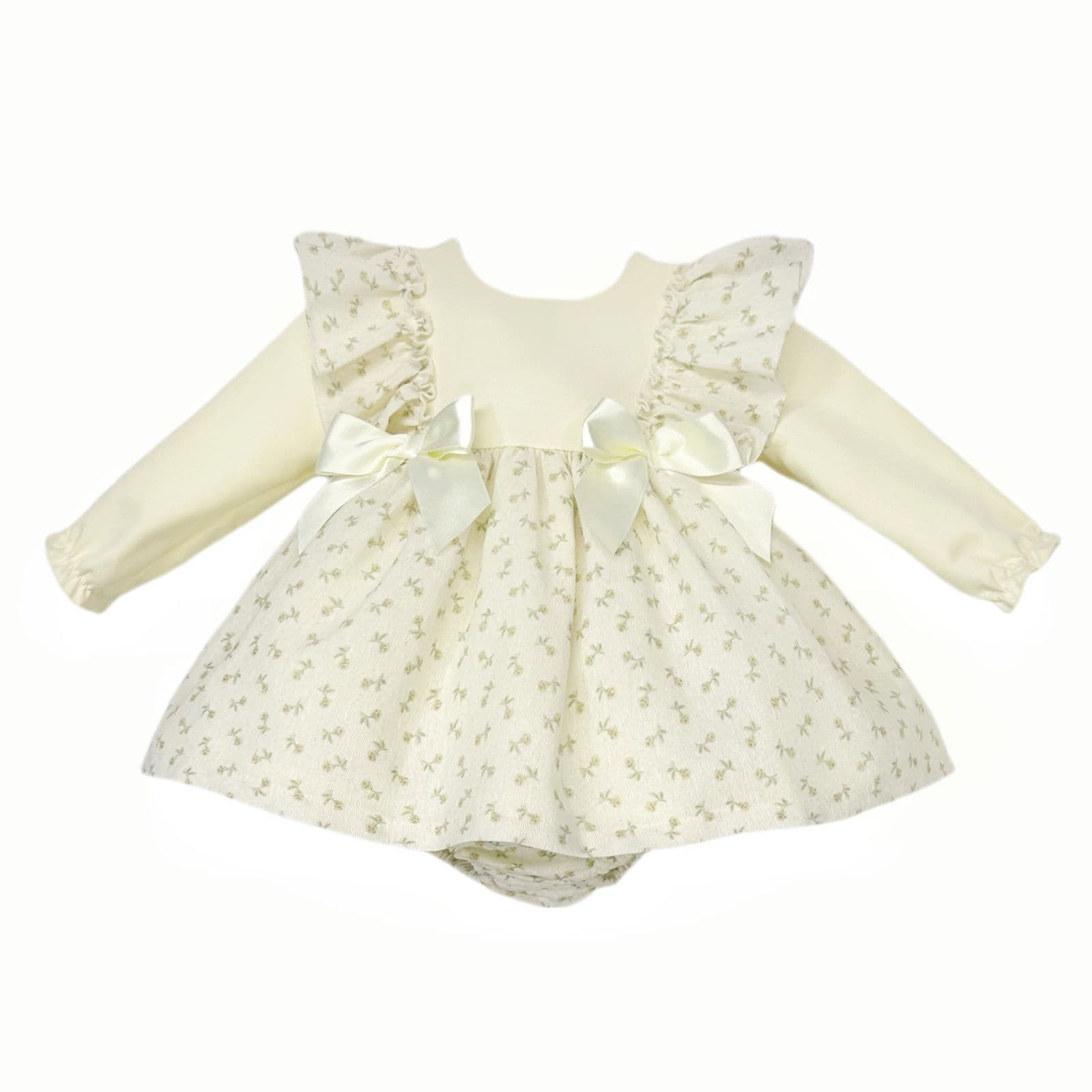 *SALE* Baby Girl Yellow Floral Frilly Shoulder Dress with Pants "MYD25218"