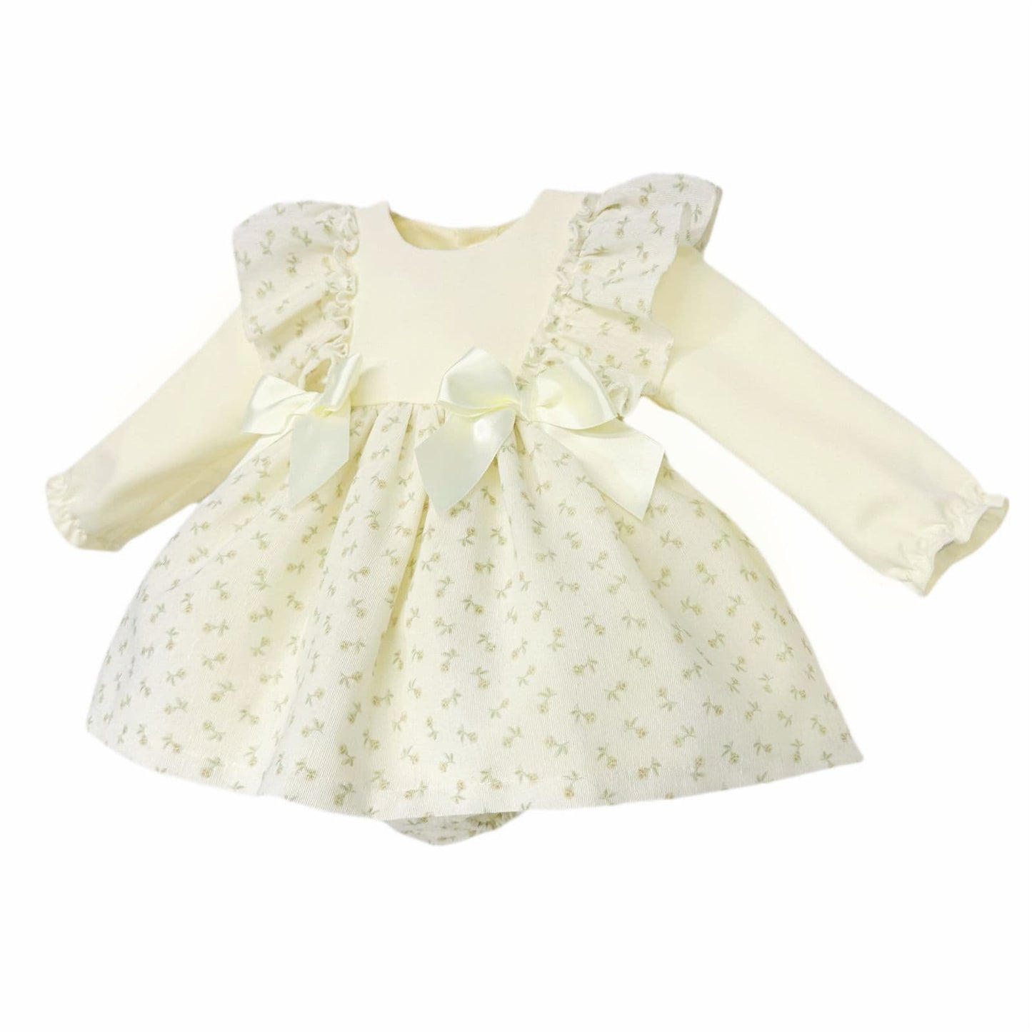 *SALE* Baby Girl Yellow Floral Frilly Shoulder Dress with Pants "MYD25218"