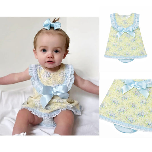 *SALE* Baby Girl Yellow Floral Summer Dress with Pants "MYD2301Y"