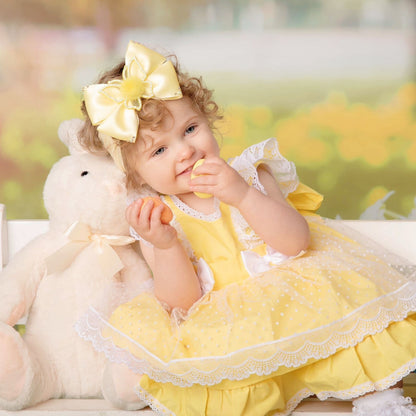 *SALE* Baby Girl Yellow Puff Ball Lace Dress Many Layers "2006"