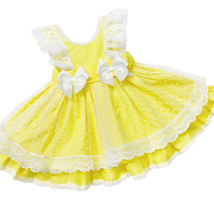 *SALE* Baby Girl Yellow Puff Ball Lace Dress Many Layers "2006"