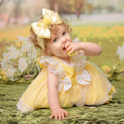 *SALE* Baby Girl Yellow Puff Ball Lace Dress Many Layers "2006"
