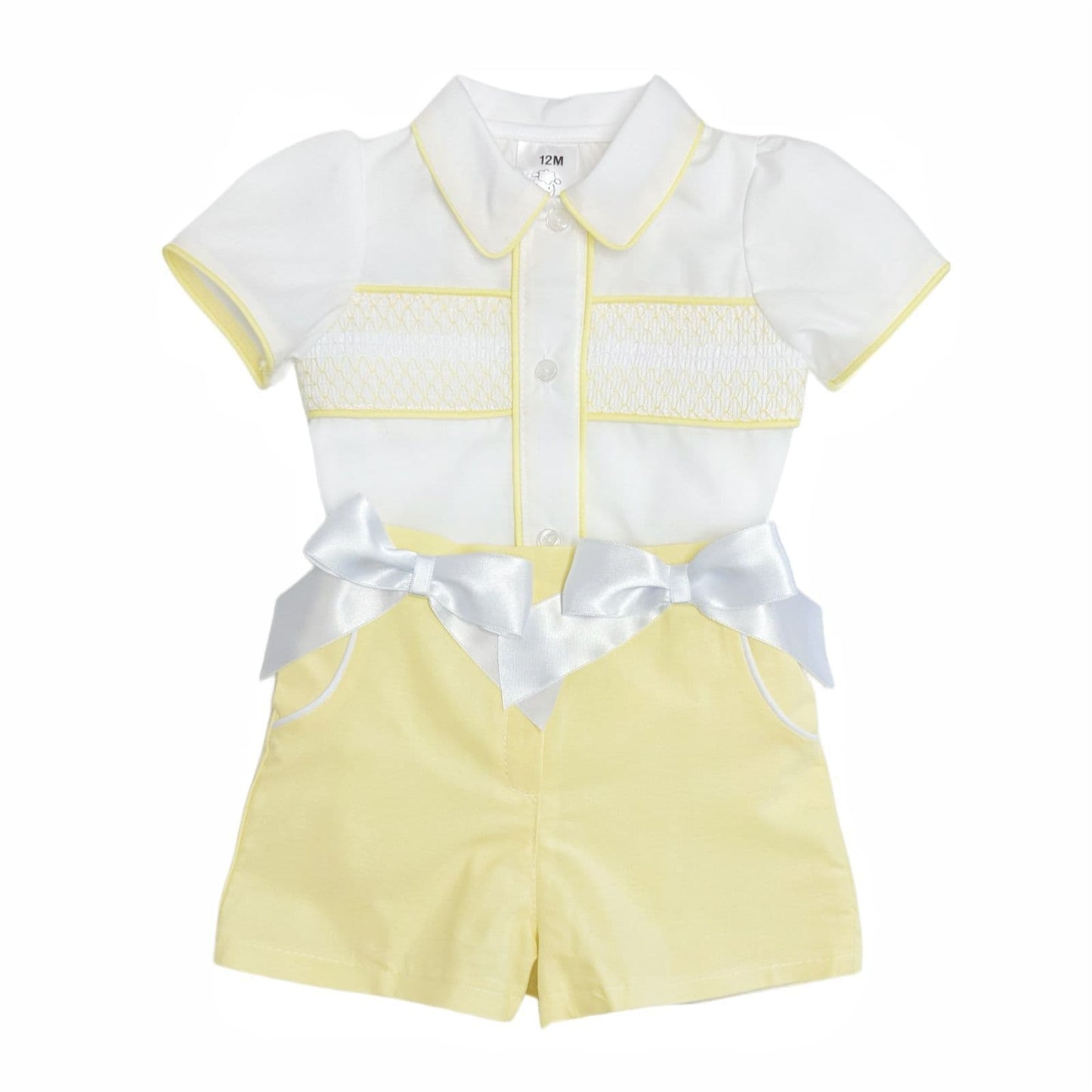 *SALE* Baby Girl Yellow Smocked Shirt with Shorts"MYD2325Y"