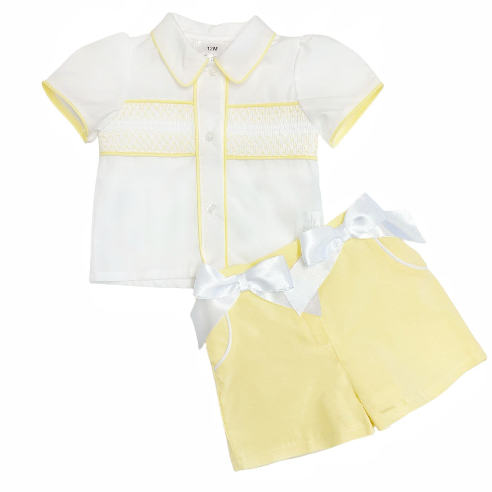 *SALE* Baby Girl Yellow Smocked Shirt with Shorts"MYD2325Y"