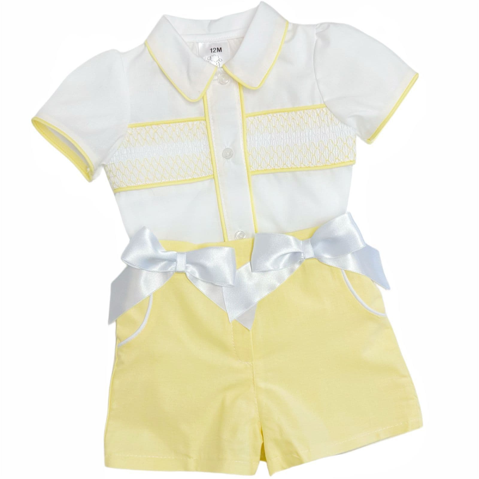 *SALE* Baby Girl Yellow Smocked Shirt with Shorts"MYD2325Y"