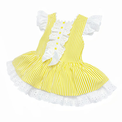 *SALE* Baby Girl Yellow Stripe Puff Ball Dress Drop Waist "2004 Yellow"