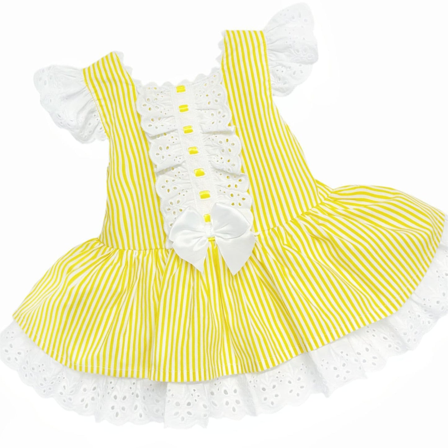 *SALE* Baby Girl Yellow Stripe Puff Ball Dress Drop Waist "2004 Yellow"