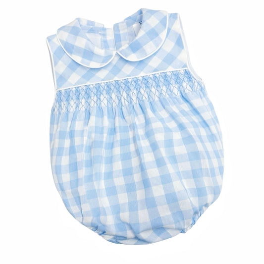 *SALE* Baby Unisex Blue Smock Checked Romper "MYD2418B"