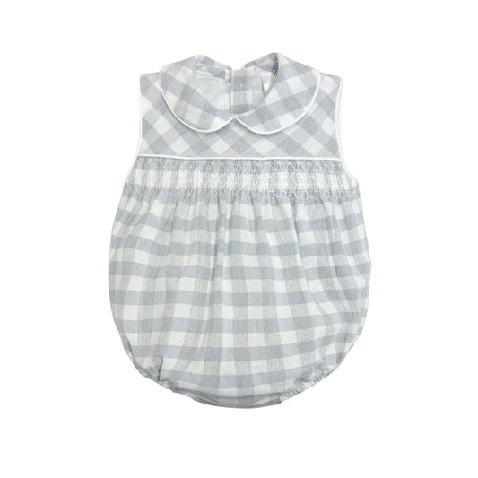 *SALE* Baby Unisex Grey Smock Checked Romper "MYD2418G"