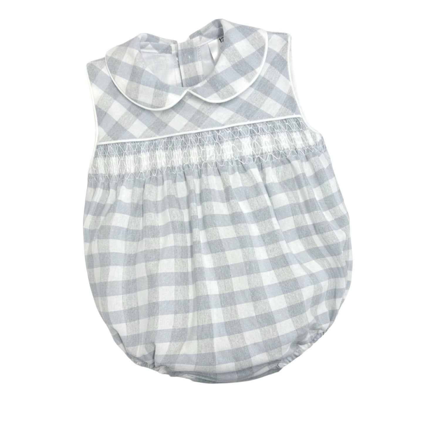 *SALE* Baby Unisex Grey Smock Checked Romper "MYD2418G"