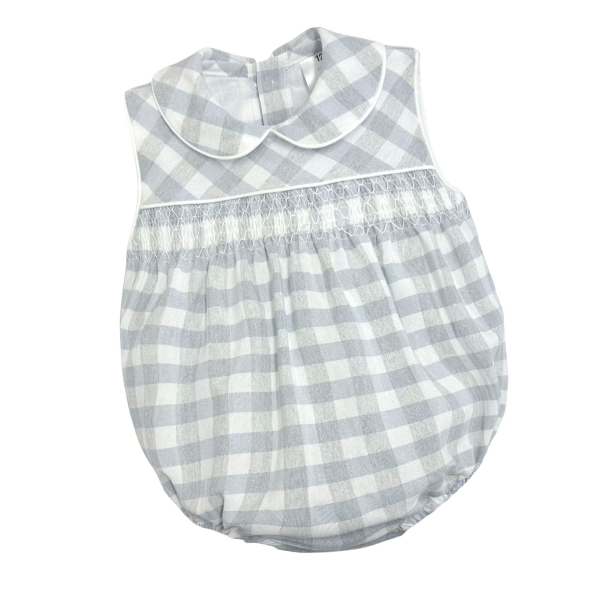*SALE* Baby Unisex Grey Smock Checked Romper "MYD2418G"