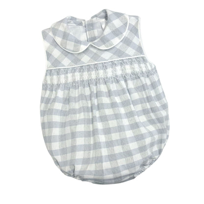*SALE* Baby Unisex Grey Smock Checked Romper "MYD2418G"