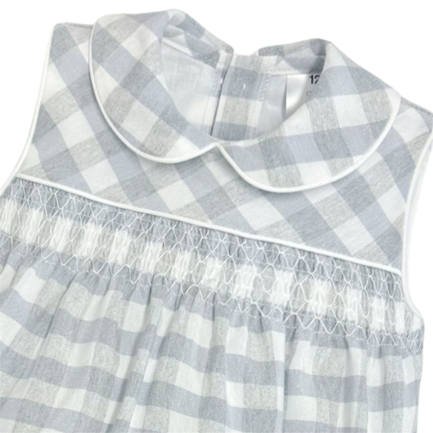 *SALE* Baby Unisex Grey Smock Checked Romper "MYD2418G"
