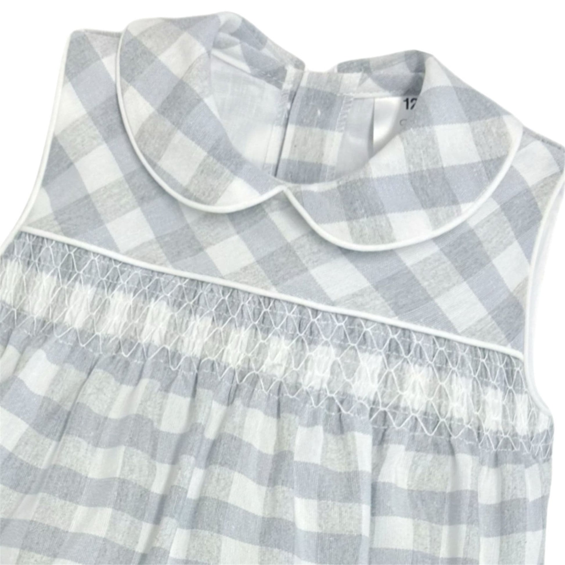 *SALE* Baby Unisex Grey Smock Checked Romper "MYD2418G"