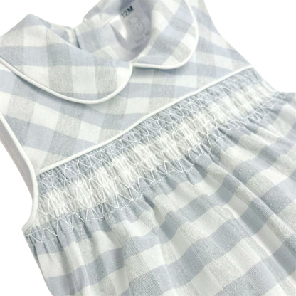 *SALE* Baby Unisex Grey Smock Checked Romper "MYD2418G"